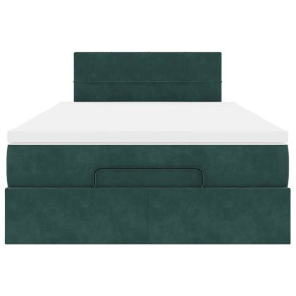 Османска легло с матрак, тъмнозелено, 120x190 см, кадифе
