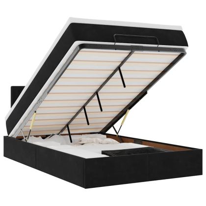 Османска легло с матрак, черно, 120x190 см, кадифе