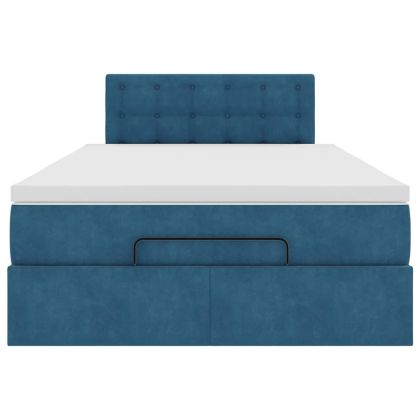 Османска легло с матрак, тъмносиньо, 120x190 см, кадифе