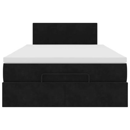 Османска легло с матрак и LED, черно, 120x190 см, кадифе