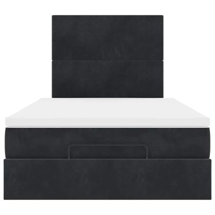 Османска легло с матраци, черно, 120x190 см, кадифе