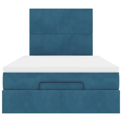 Османска легло с матраци, тъмносиньо, 120x190 см, кадифе