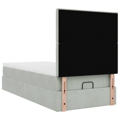 Османска легло с матраци, светлосиво, 90x190 см, кадифе