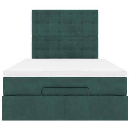 Османска легло с матраци, тъмнозелено, 120x190 см, кадифе