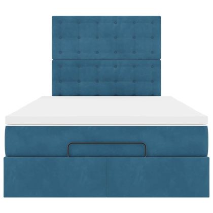 Османска легло с матраци, тъмносиньо, 120x190 см, кадифе