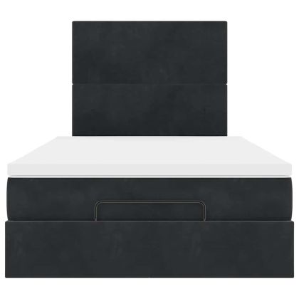 Османска легло с матраци и LED, черно, 120x190 см, кадифе