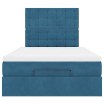 Османска легло с матраци и LED, тъмносиньо, 120x190 см, кадифе