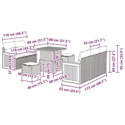 Градински Софа Комплект с възглавница 8 pcs бежово и светлосиво