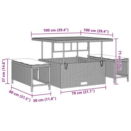 Градински Софа Комплект с възглавница 13 pcs Сив