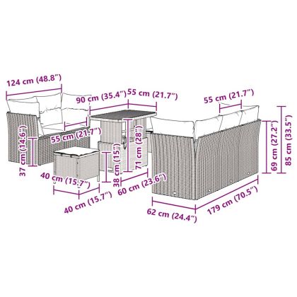 Градински Софа Комплект с възглавница 8 pcs бежово и светлосиво