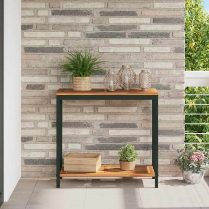 Външна маса със съхранение Естествен и черен 80 x 35 x 75 cm