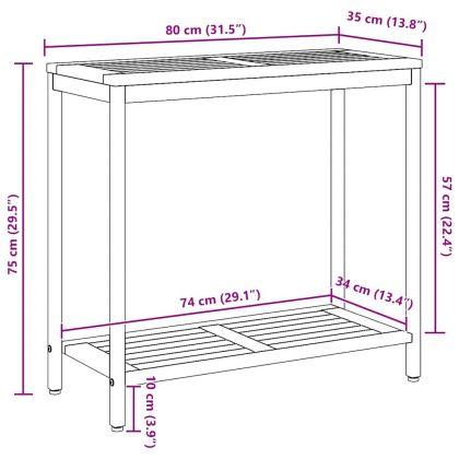Външна маса със съхранение Естествено и сиво 80 x 35 x 75 cm
