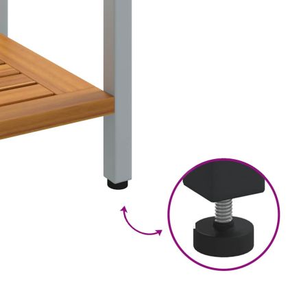 Външна маса със съхранение Естествено и сиво 110 x 35 x 75 cm