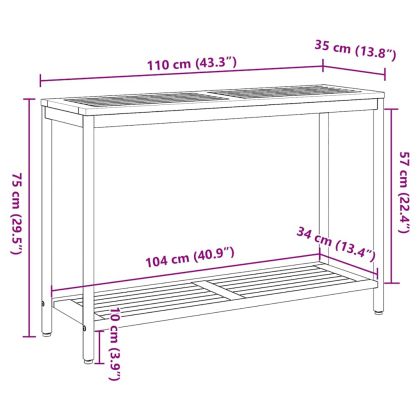 Външна маса със съхранение Естествено и сиво 110 x 35 x 75 cm