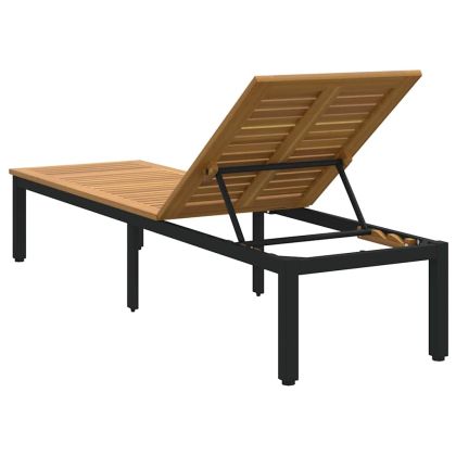 Шезлонг Черно 200 x 55 x 35 см Масивна акациева дървесина