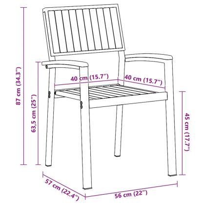 Градински стол 2 pcs Кафяво 56 x 57 x 87cm