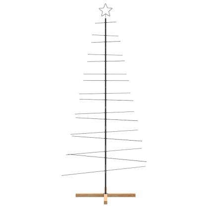 Метална коледна елха с дървена основа, черна, 210 см