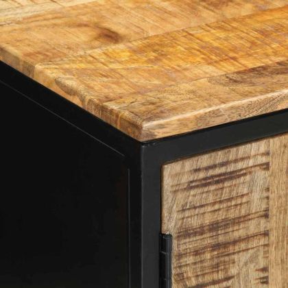 Нощен шкаф Кафяв и черен 50 x 30 x 45 см мангово дърво масив
