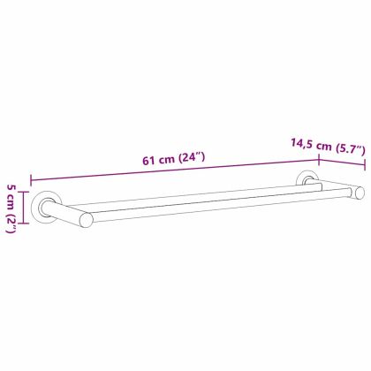 Держач за кърпи Черно 61 x 14.5 x 5 см Неръждаема стомана