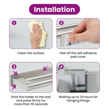 Держач за кърпи Сребрист 40 x 9 x 4 см Неръждаема стомана