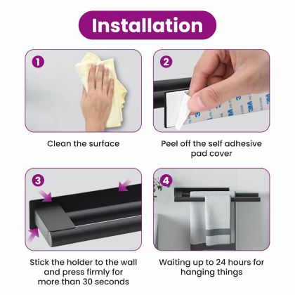 Держач за кърпи Черно 40 x 9 x 4 см Неръждаема стомана