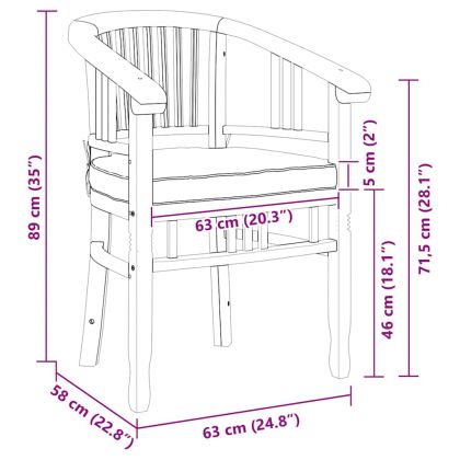Градински столове 2 pcs Кафяво 63 x 58 x 89 см