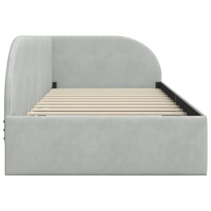 Ъглова рамка за легло Светлосиво 90 см x 200 см Кадифе