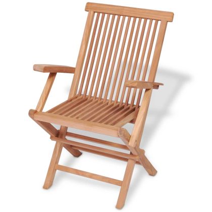 Градински трапезен комплект, 7 части, тиково дърво масив