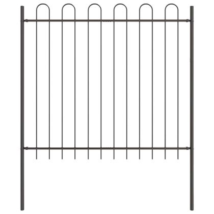 Градска ограда 4 pcs Сив 6,8 x 1,5 м Прахово боядисана стомана