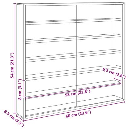 Дървен дисплей случай за колекционери Кафяво 60 х 8,5 х 54 см