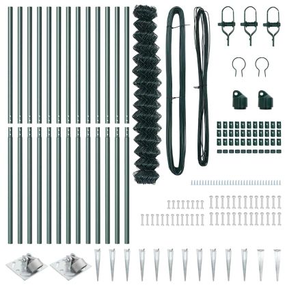 Оградна верига с колони Зелен 1.6 x 25 m Стомана