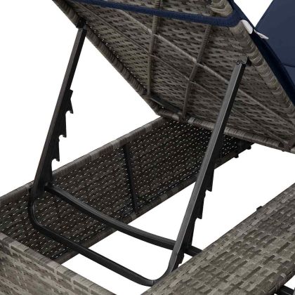 Двуетажно шезлонг с покрив Сив 205 x 129 x 200 см PE ратан