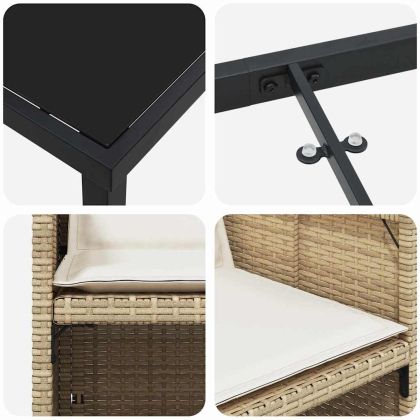 Комплект за хранене в градината 5 pcs Бежово Полиратан