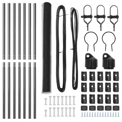 Оградa с колчета Сив 1.6 x 10 m Покрит със PVC стомана