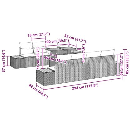 Комплект за хранене в градината с възглавница 9 pcs Сив и кафяв