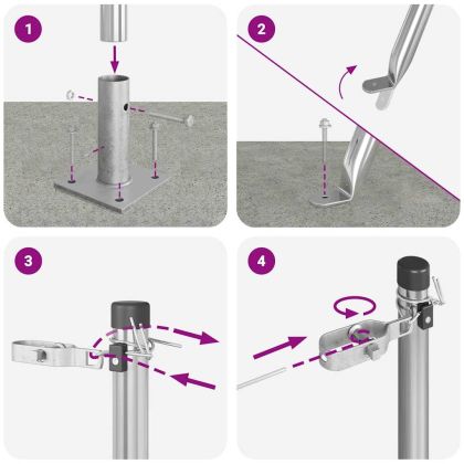 Оградни стълбове 7 pcs Сребрист Ø32mm 110 см