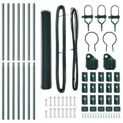 Оградa с колчета Зелен 1.4 x 10 m Покрит със PVC стомана