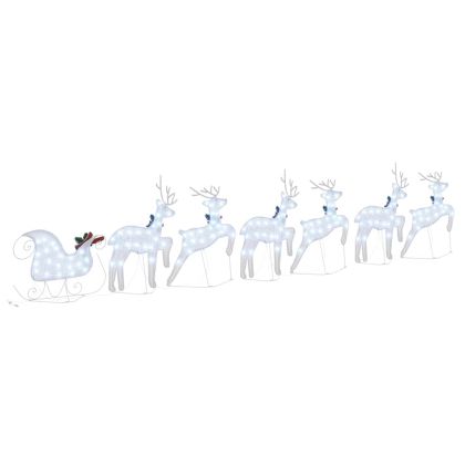 LED елени 7 pcs Сребрист текстил