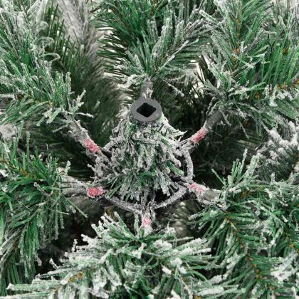 Изкуствено коледно дърво с хингед с поставка Зелен и бял 210 cm