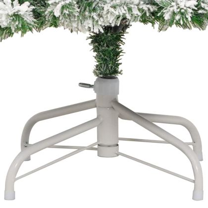 Изкуствено коледно дърво с хингед с поставка Зелен и бял 210 cm