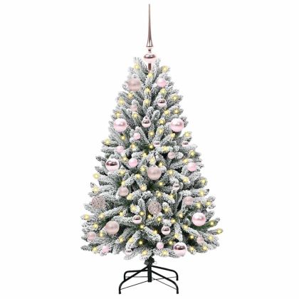 С изкуствено коледно дърво Зелен и бял 120 cm PVC и метал