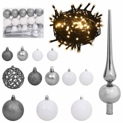 Изкуствено коледно дърво с хингед Бяло 120 cm PE и PVC