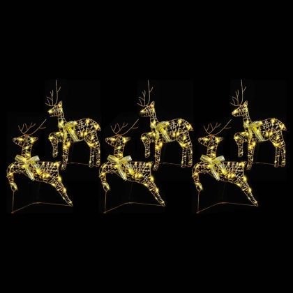 LED елени с 180 LED светодиода 6 pcs Златист PET