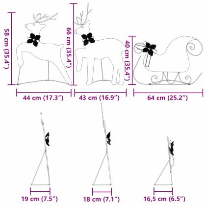 LED елени 3 pcs Студено бяло текстил