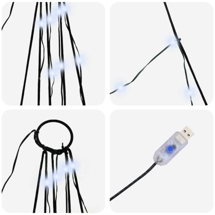 LED коледна елха с колчета за земя Хладно бяло 182 см Метал