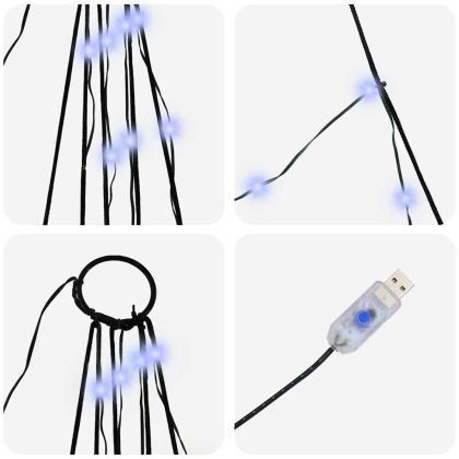 LED коледна елха с колчета за земя Синьо 182 см Метал