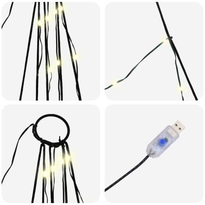 LED коледна елха с колчета за земя Топло бяло 306 см Метал