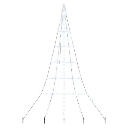 LED коледна елха с колчета за земя Хладно бяло 306 см Метал