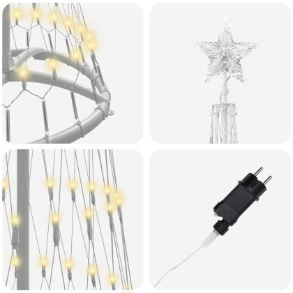 LED Коледна Елха с поставка Топло бяло 51 х 51 х 190 см Метал