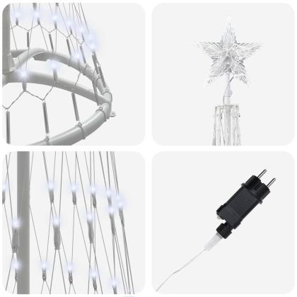 LED Коледна Елха с поставка Хладно бяло 51 х 51 х 190 см Метал